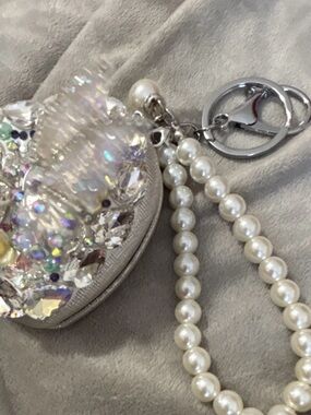 Pearl Beaded Charm Wristlet - Iridescent White